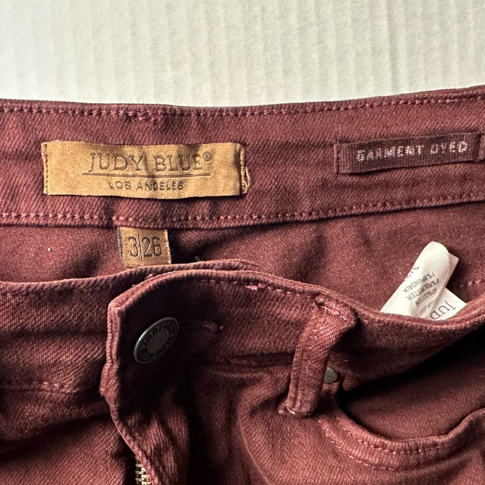 Judy Blue‎ Jeans Women's 3/26 Burgundy Wide Leg High Rise Stretch Garment Dyed - Picture 12 of 14